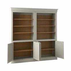 Bibliothèque bois massif 4 portes Embellie - Grège