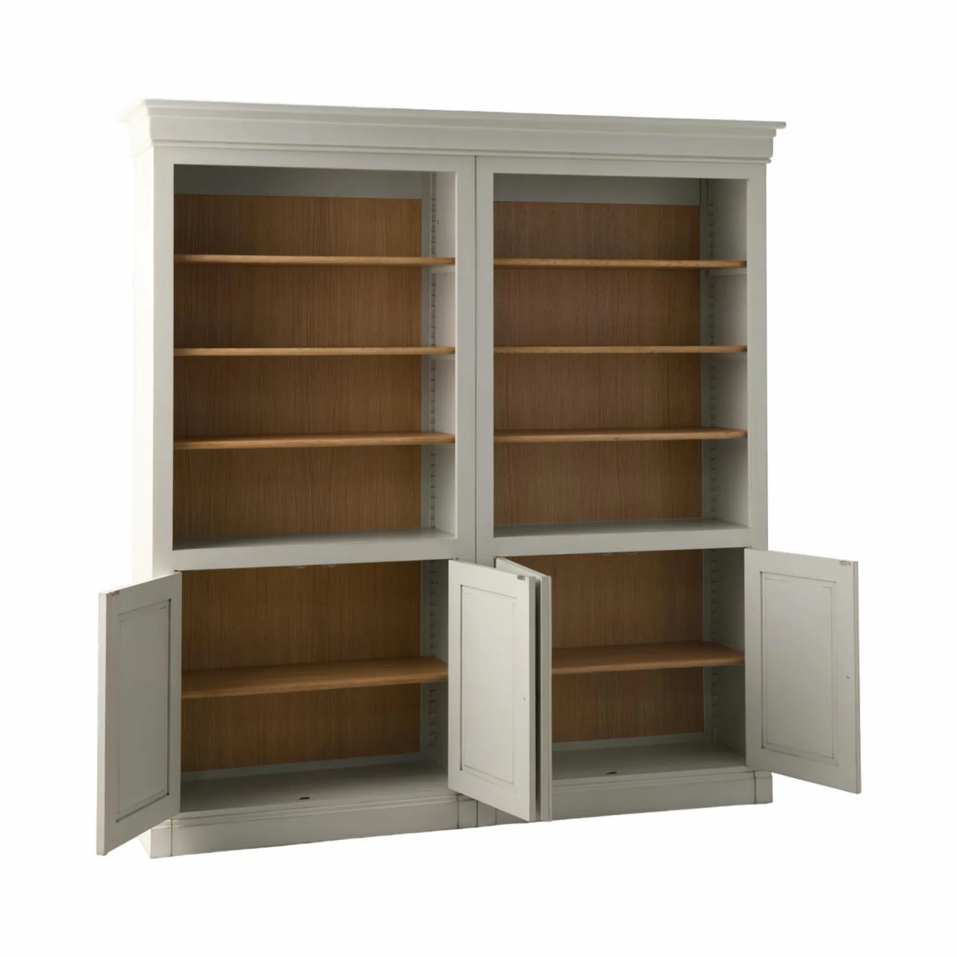 Bibliothèque bois massif 4 portes Embellie - Grège