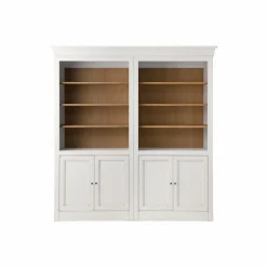 Bibliothèque bois massif 4 portes Embellie - Blanc