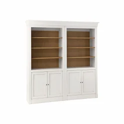 Bibliothèque bois massif 4 portes Embellie - Blanc