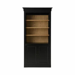 Bibliothèque bois massif 2 portes Embellie - Noir