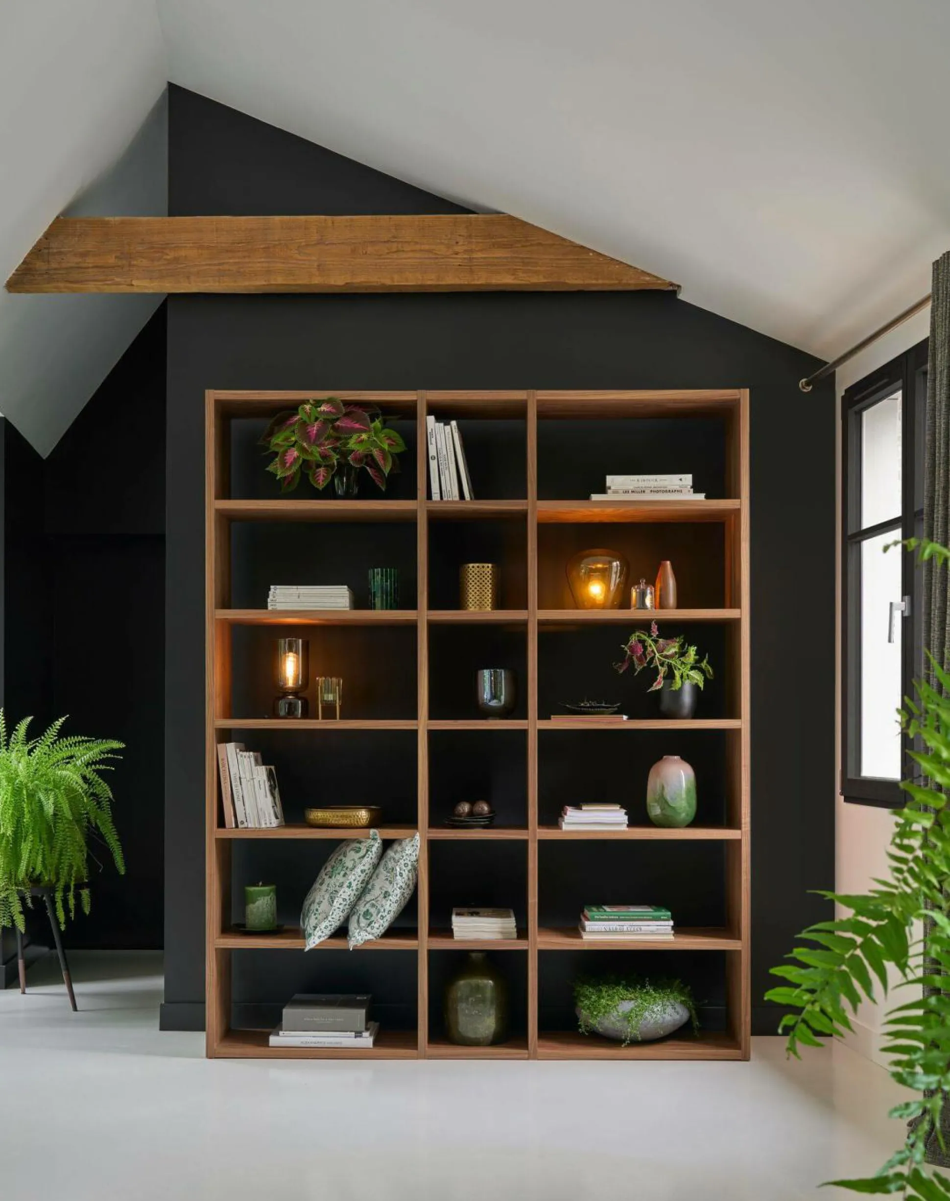 Bibliothèque Terrence 2 - Noyer - Placage bois véritable