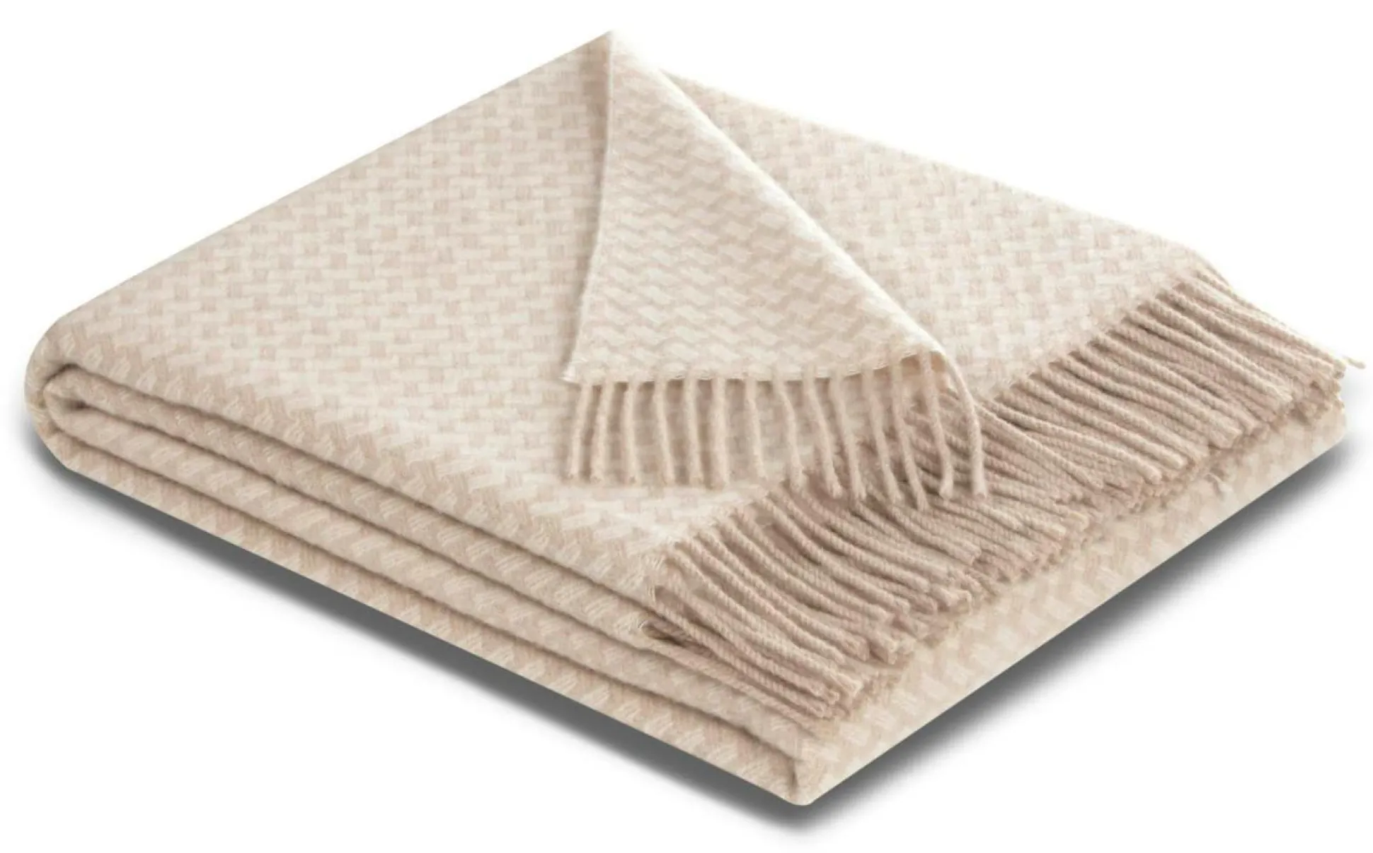 BIEDERLACK Plaid cachemire et laine Barbara - Beige