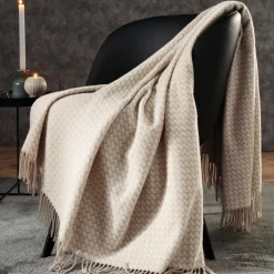 BIEDERLACK Plaid cachemire et laine Barbara - Beige