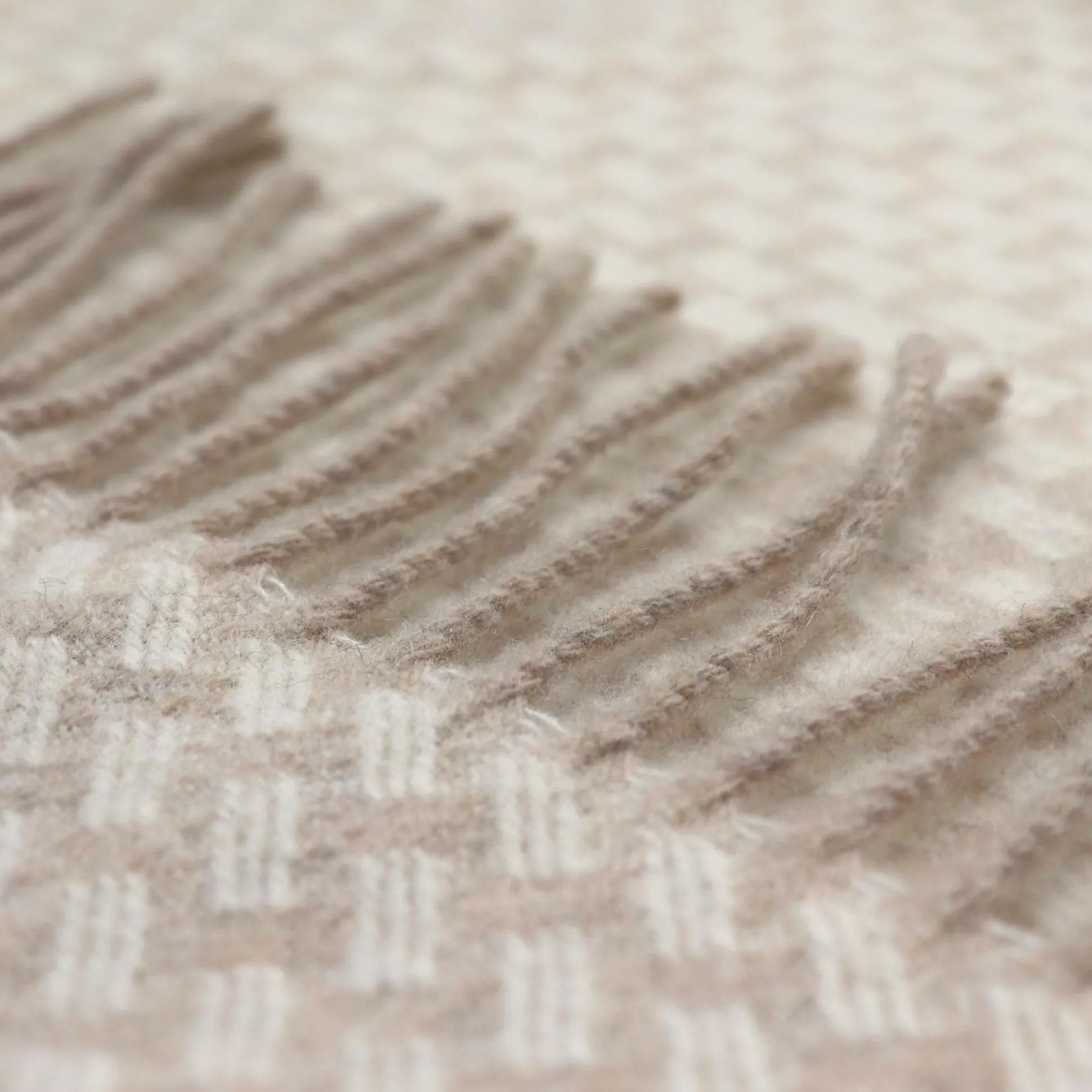 BIEDERLACK Plaid cachemire et laine Barbara - Beige