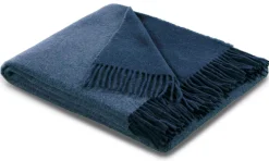 BIEDERLACK Plaid laine et cachemire Clarence - Bleu Jean - 130 x 170 cm