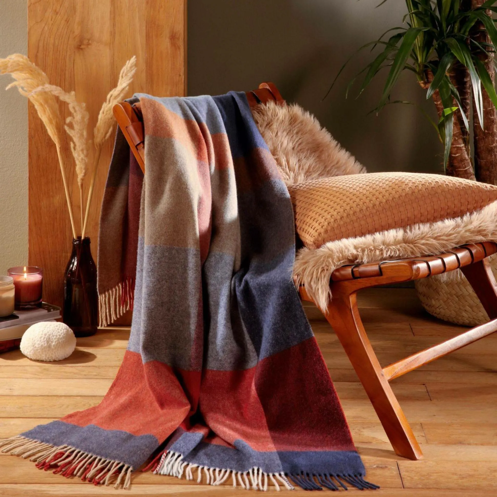 BIEDERLACK Plaid laine et cachemire Clarence, carreaux - 130 x 170 cm