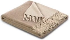 BIEDERLACK Plaid laine et cachemire Clarence - Nature/Sable - 130 x 170 cm