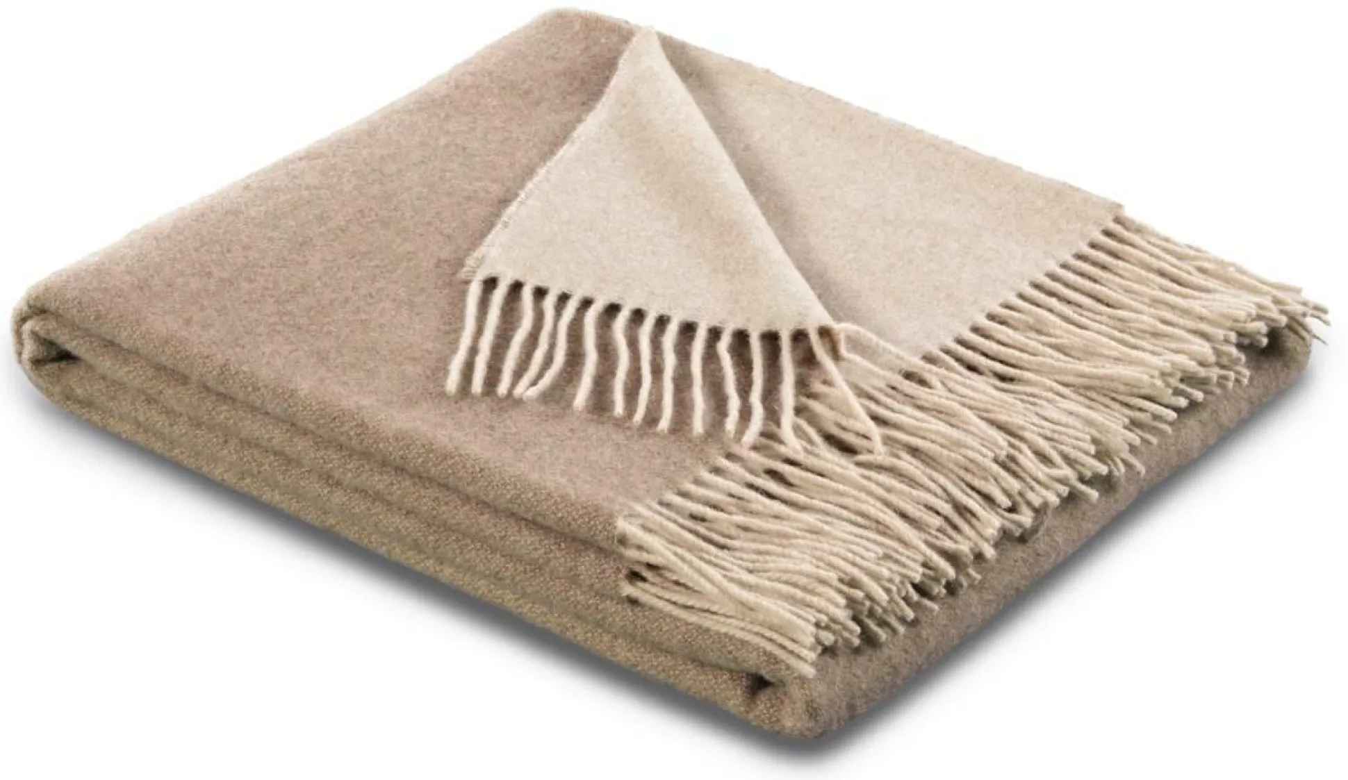 BIEDERLACK Plaid laine et cachemire Clarence - Nature/Sable - 130 x 170 cm