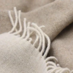 BIEDERLACK Plaid laine et cachemire Clarence - Nature/Sable - 130 x 170 cm