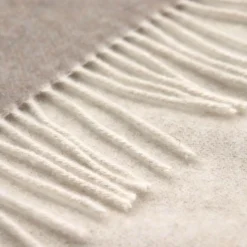 BIEDERLACK Plaid laine et cachemire Clarence - Nature/Sable - 130 x 170 cm