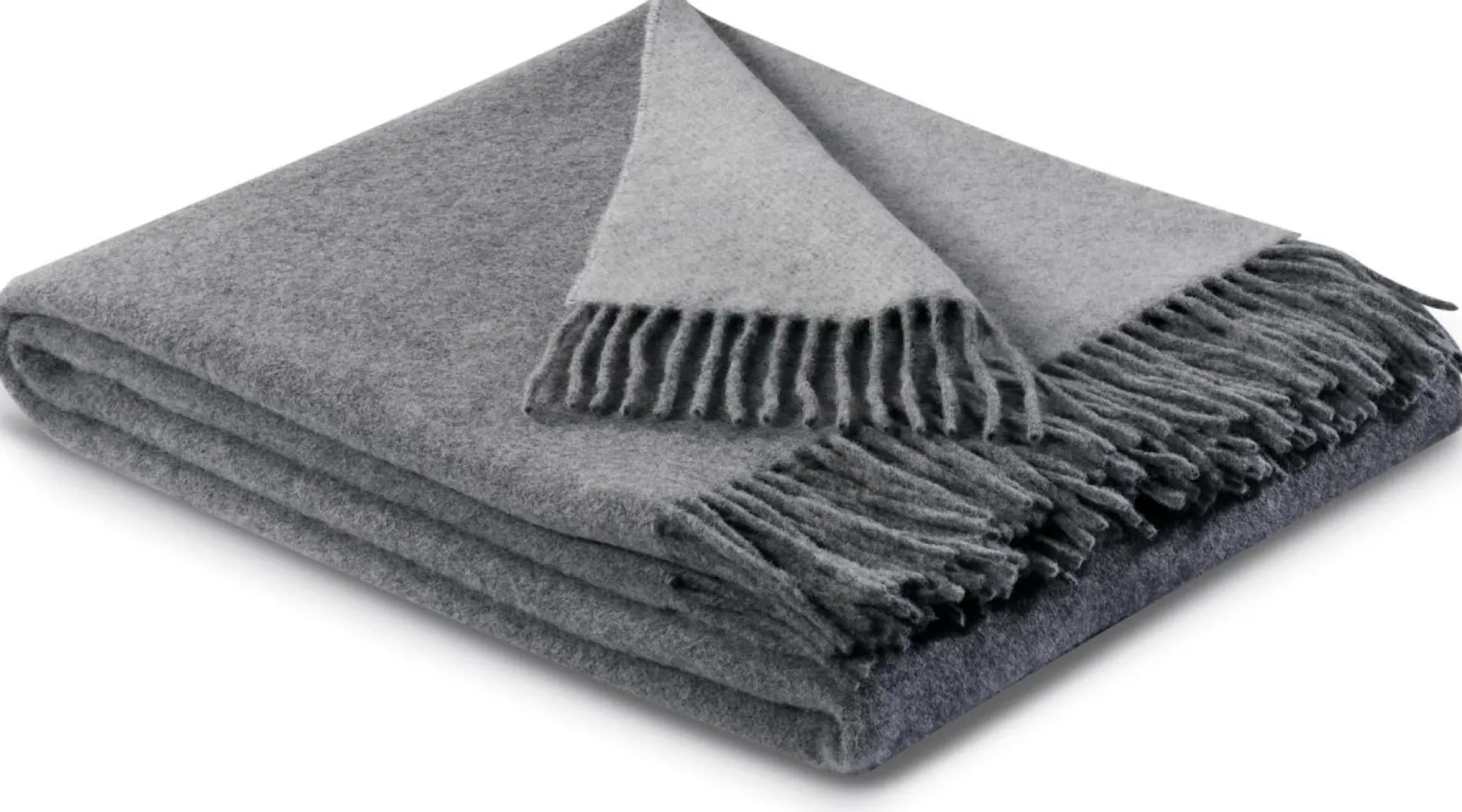 BIEDERLACK Plaid laine et cachemire Clarence - Gris/Argent - 130 x 170 cm