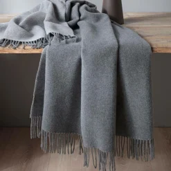 BIEDERLACK Plaid laine et cachemire Clarence - Gris/Argent - 130 x 170 cm