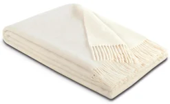 BIEDERLACK Plaid laine et cachemire Clarence - Ecru - 130 x 170 cm