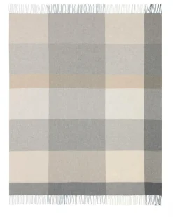 BIEDERLACK Plaid laine et cachemire à carreaux Clarence - Gris/Beige - 130 x 170 cm