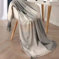 BIEDERLACK Plaid laine et cachemire à carreaux Clarence - Gris/Beige - 130 x 170 cm