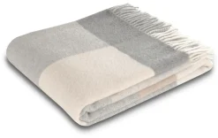 BIEDERLACK Plaid laine et cachemire à carreaux Clarence - Gris/Beige - 130 x 170 cm
