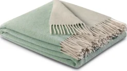 BIEDERLACK Plaid laine et cachemire Clarence - Céladon/Crème - 130 x 170 cm