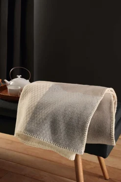 BIEDERLACK Plaid laine mérinos Béryl - Ecru - 150 x 200 cm