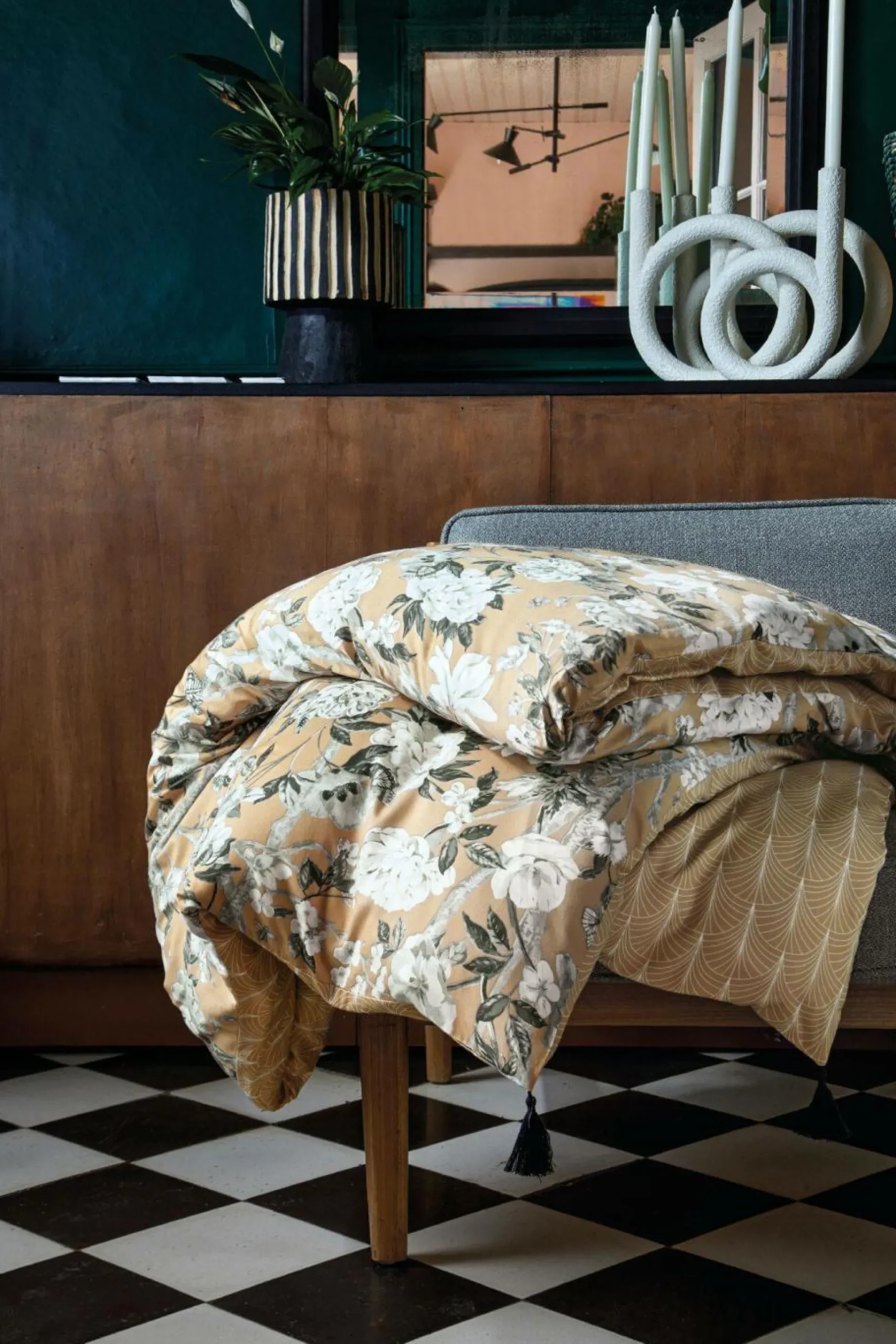 BLANC DES VOSGES Courtepointe satin Impérial - Chanvre - 110 x 180 cm