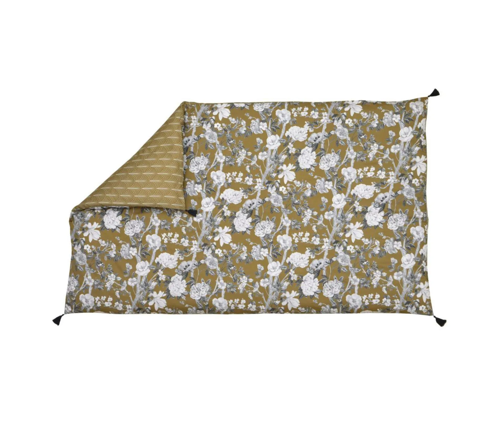 BLANC DES VOSGES Courtepointe satin Impérial - Olive - 110 x 180 cm