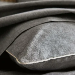 BLANC DES VOSGES Drap coton bio et recylé Ressources - Anthracite - 180 x 290 cm