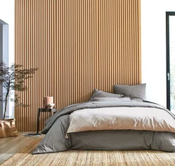 BLANC DES VOSGES Drap coton bio et recylé Ressources - Anthracite - 180 x 290 cm