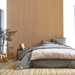 BLANC DES VOSGES Drap housse coton bio et recyclé Ressources - Anthracite - 140 x 190 cm