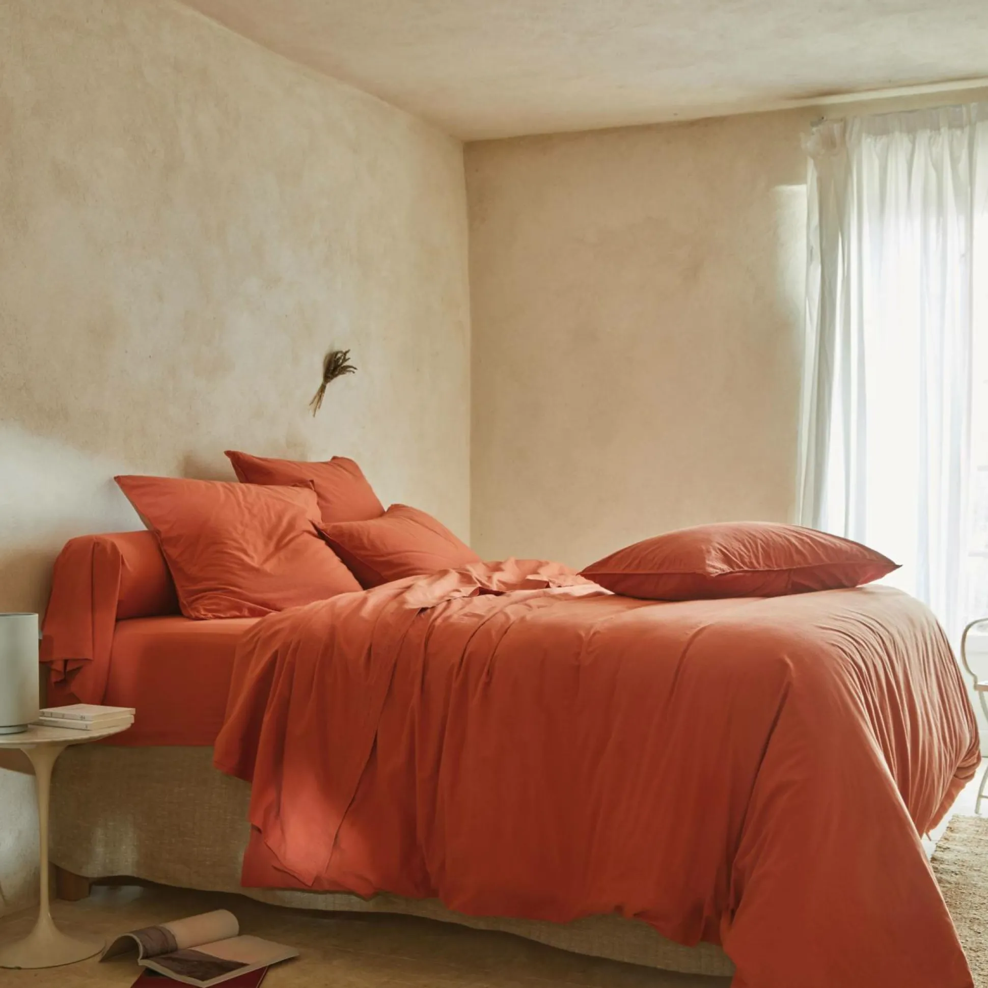 BLANC DES VOSGES Drap housse percale lavée Bohème - Épices - 80 x 200 cm