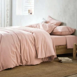 BLANC DES VOSGES Drap housse percale lavée Bohème - Nacre - 140 x 190 cm