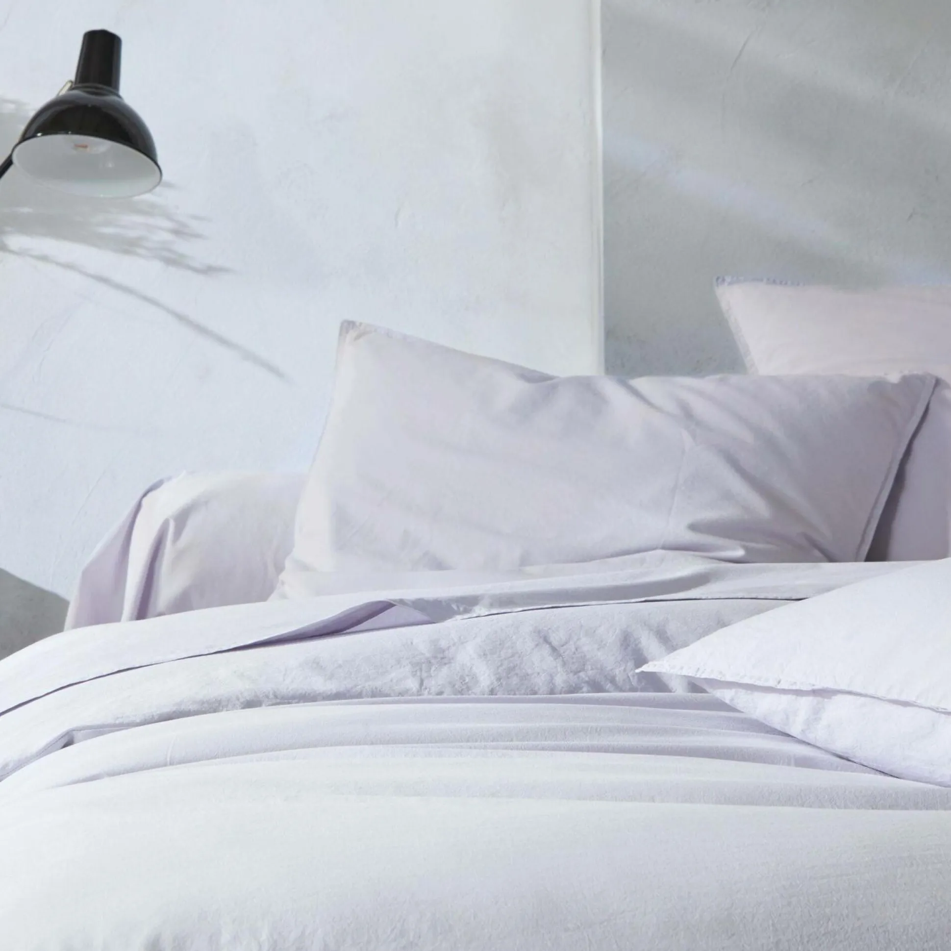 BLANC DES VOSGES Drap housse percale lavée Bohème - Perle - 140 x 190 cm