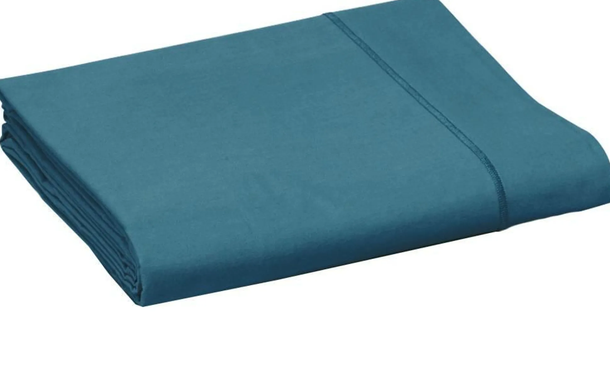 BLANC DES VOSGES Drap Percale Easy - Bleu Paon - 180 x 290 cm