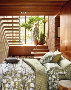 BLANC DES VOSGES Drap satin Impérial - Olive - 180 x 290 cm