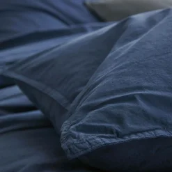 BLANC DES VOSGES Housse de couette percale lavée Bohème - Indigo - 140 x 200 cm