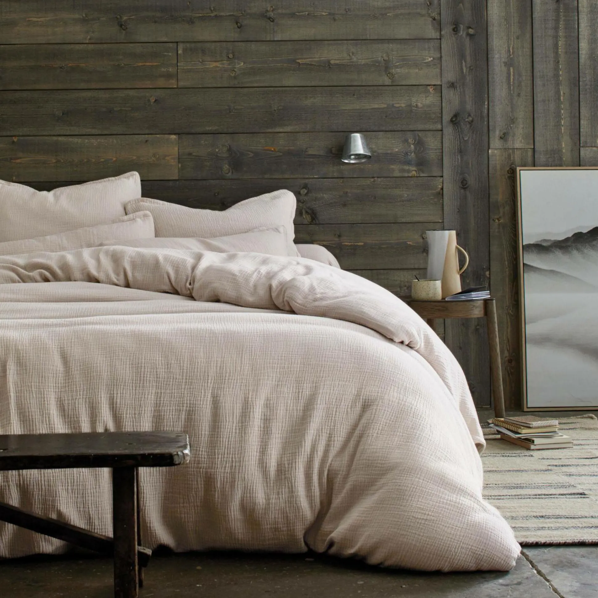 BLANC DES VOSGES Housse de couette gaze de coton Cosy - Désert - 140 x 200 cm