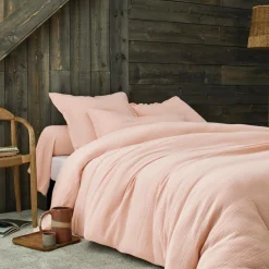 BLANC DES VOSGES Housse de couette gaze de coton Cosy - Rose Thé - 240 x 220 cm