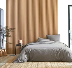 BLANC DES VOSGES Housse de couette coton bio et recyclé Ressources - Anthracite - 140 x 200 cm