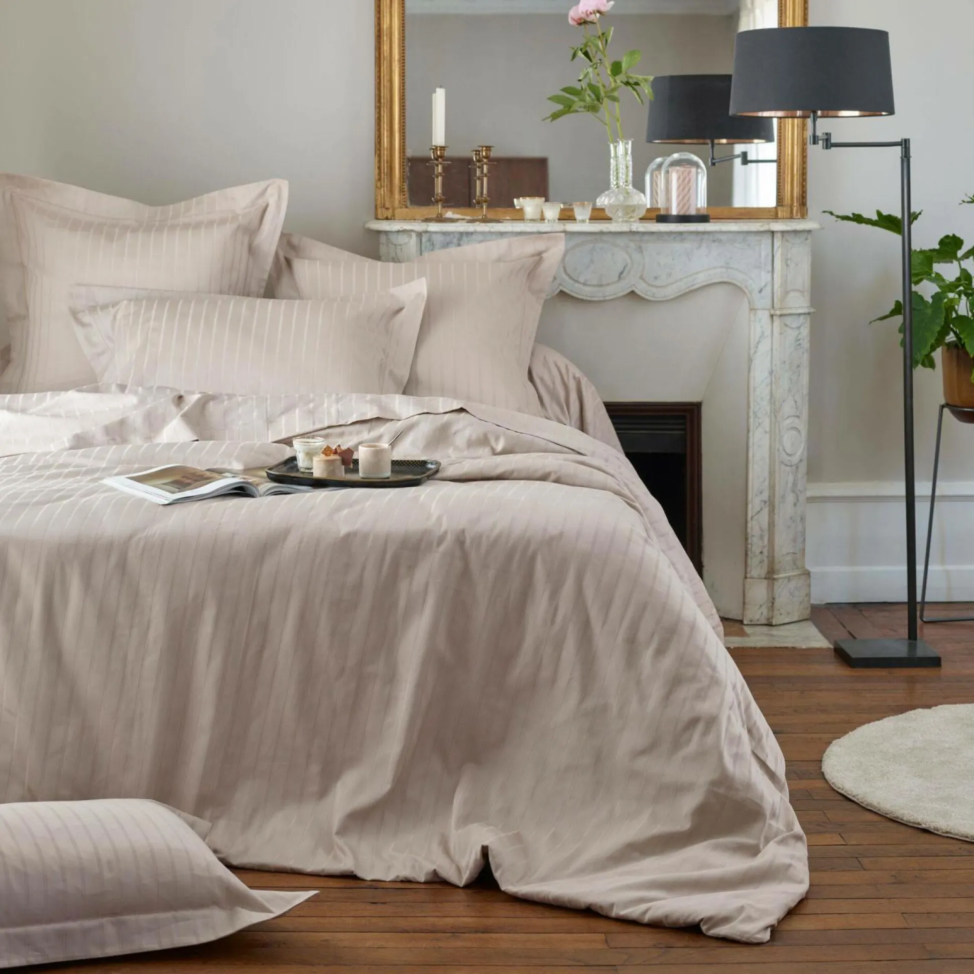 BLANC DES VOSGES Housse de couette satin Divine - Chanvre - 140 x 200 cm