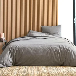 BLANC DES VOSGES Housse de couette coton bio et recyclé Ressources - Anthracite - 300 x 240 cm