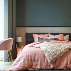 BLANC DES VOSGES Housse de couette 100% lin lavé, Louxor - Bois de rose - 260 x 240 cm