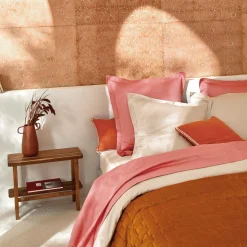 BLANC DES VOSGES Jeté de lit velours Spirit - Tangerine - 240 x 260 cm