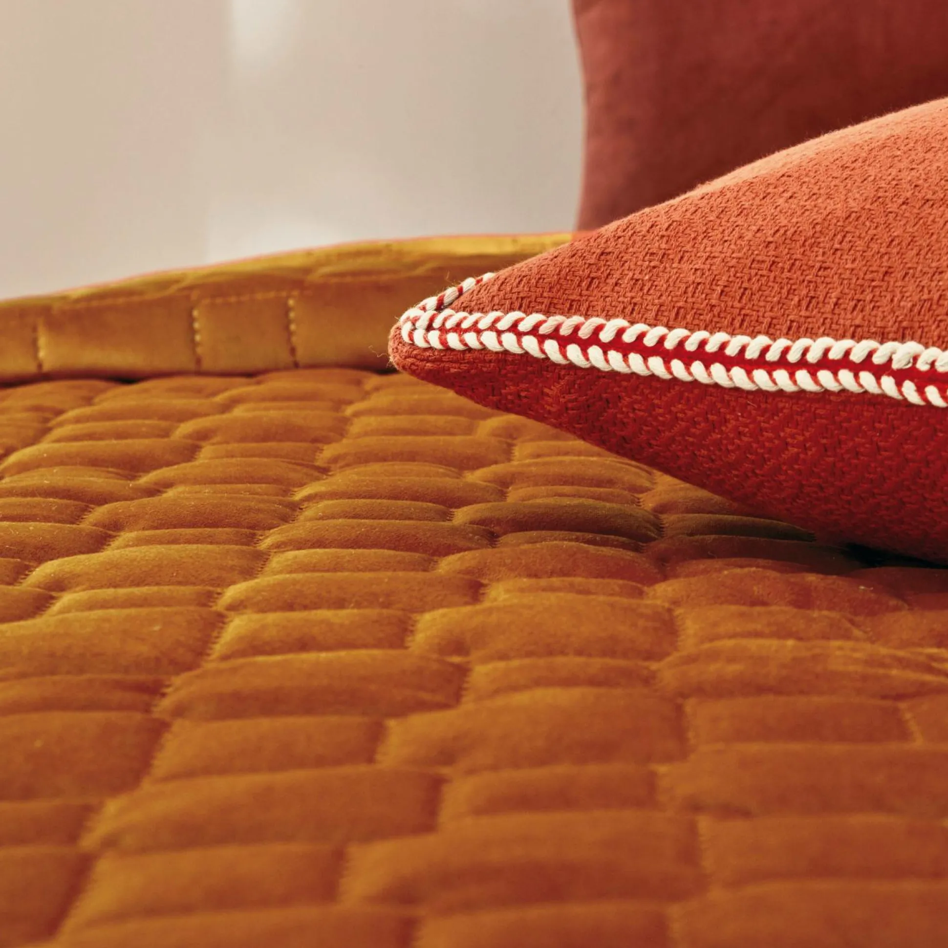 BLANC DES VOSGES Jeté de lit velours Spirit - Tangerine - 240 x 260 cm