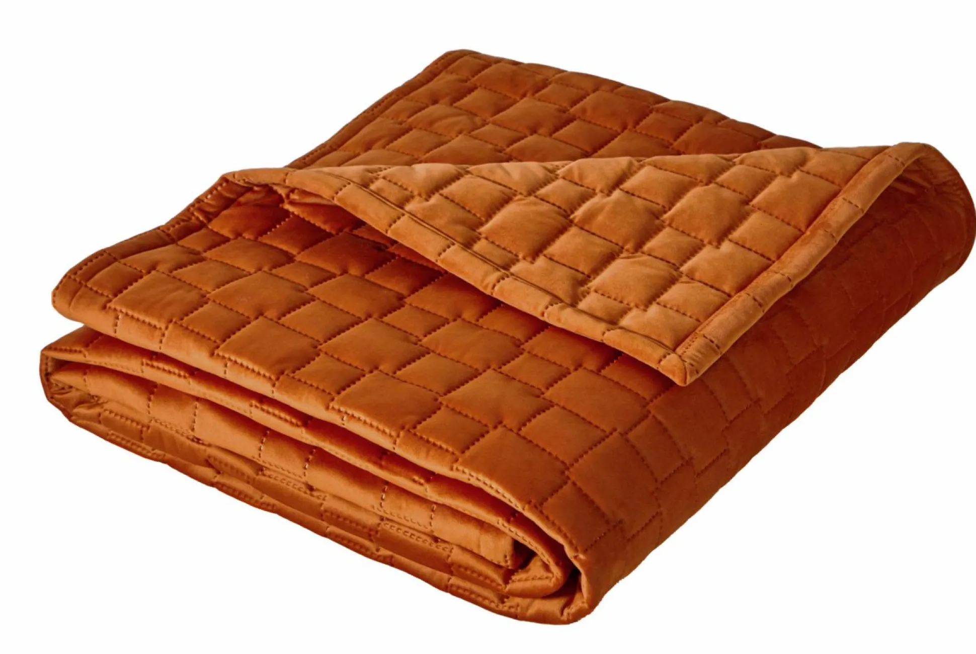 BLANC DES VOSGES Jeté de lit velours Spirit - Tangerine - 240 x 260 cm