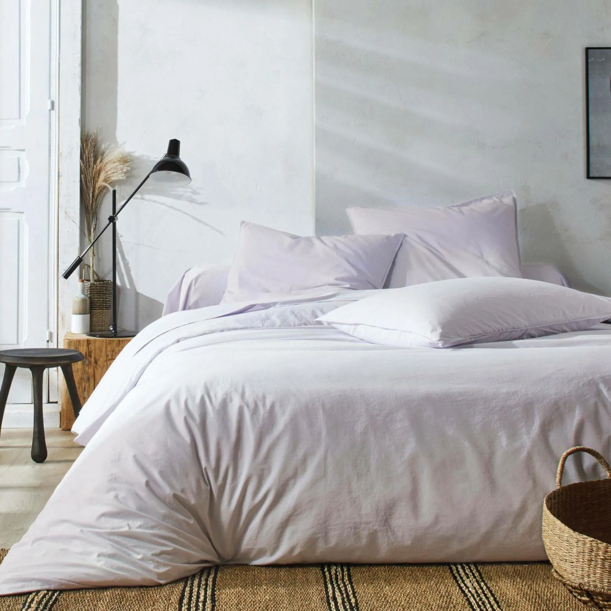 BLANC DES VOSGES Taie de traversin percale lavée Bohème - Perle - Taie de traversin 45 x 230 cm