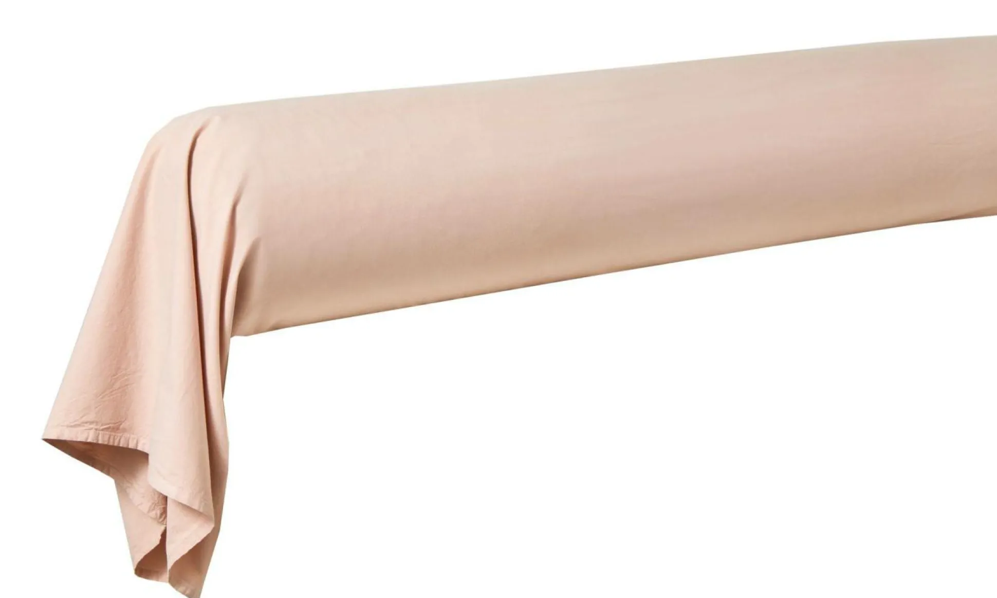 BLANC DES VOSGES Taie de traversin percale lavée Bohème - Nacre - Taie de traversin 45 x 230 cm