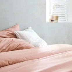 BLANC DES VOSGES Taie de traversin percale lavée Bohème - Nacre - Taie de traversin 45 x 230 cm