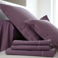 BLANC DES VOSGES Taie d'oreiller Coton - Prune - Taie d'oreiller 50 x 73 cm