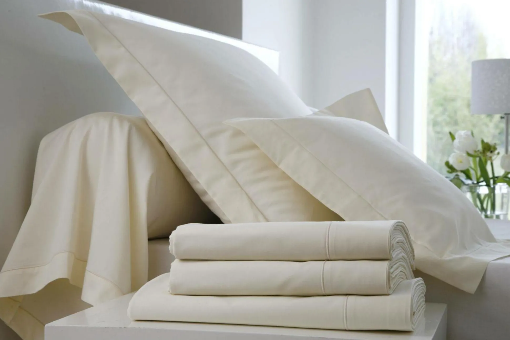 BLANC DES VOSGES Taie d'oreiller Satin - Naturel - Taie d'oreiller 65 x 65 cm