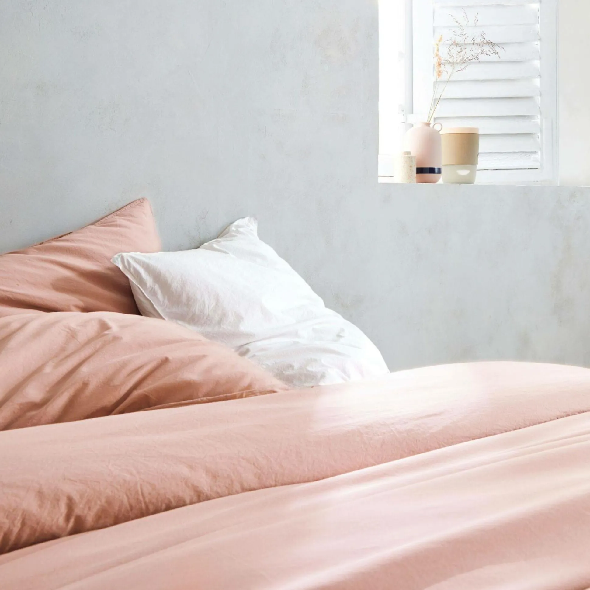 BLANC DES VOSGES Taie d'oreiller percale lavée Bohème - Nacre - Taie d'oreiller 50 x 75 cm