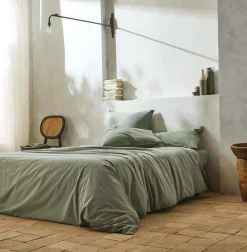 BLANC DES VOSGES Taie d'oreiller percale lavée Bohème - Toundra - Taie d'oreiller 65 x 65 cm